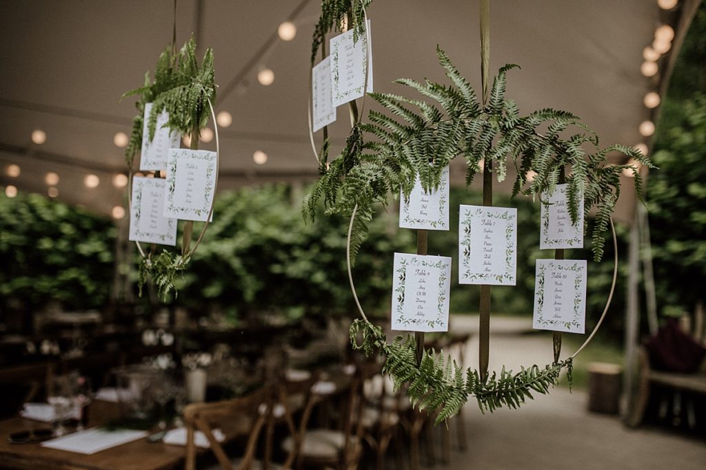fern wreath wedding table plan