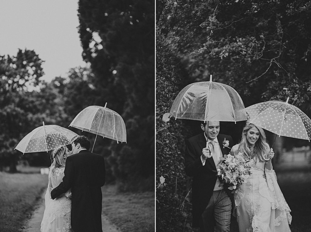 bride & groom in the rain